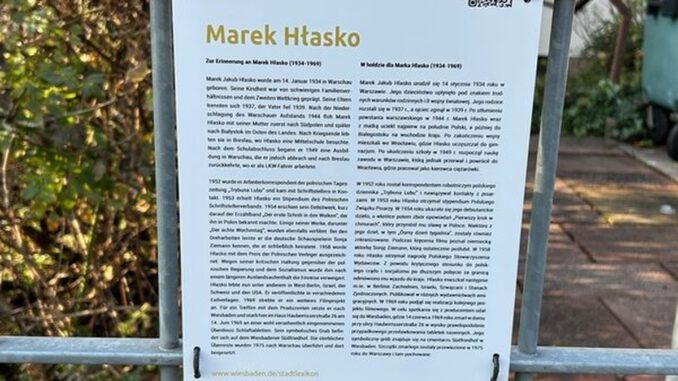 Wiesbaden bringt Gedenktafel für Marek Hłasko am Todeshaus an